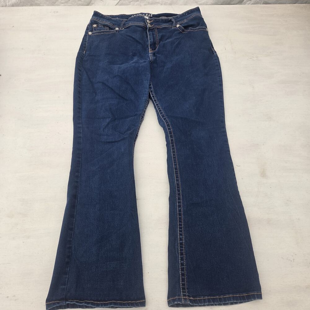Gemma Rae Jeans Women's 18W Embroidered Flap Pockets Whiskers Bootcut Western